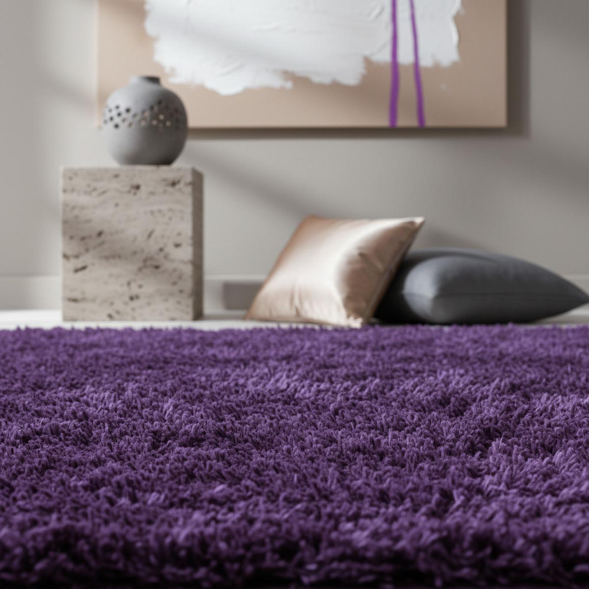 HOCHFLORTEPPICH SALZACH, einfarbig, Violett, 280 x 370 cm - Lila, Textil (370/280cm) - KADIMA DESIGN