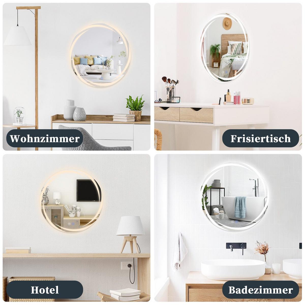 BADEZIMMERSPIEGEL Redick mit LED-Leuchte Ø60 cm - Weiß, Glas (60/2.4/60cm) - Nettlife