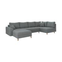 WOHNLANDSCHAFT Henrik Grau Boucle - Ottomane Links - Braun/Grau, Holz/Textil (310/81/161cm) - S-Style