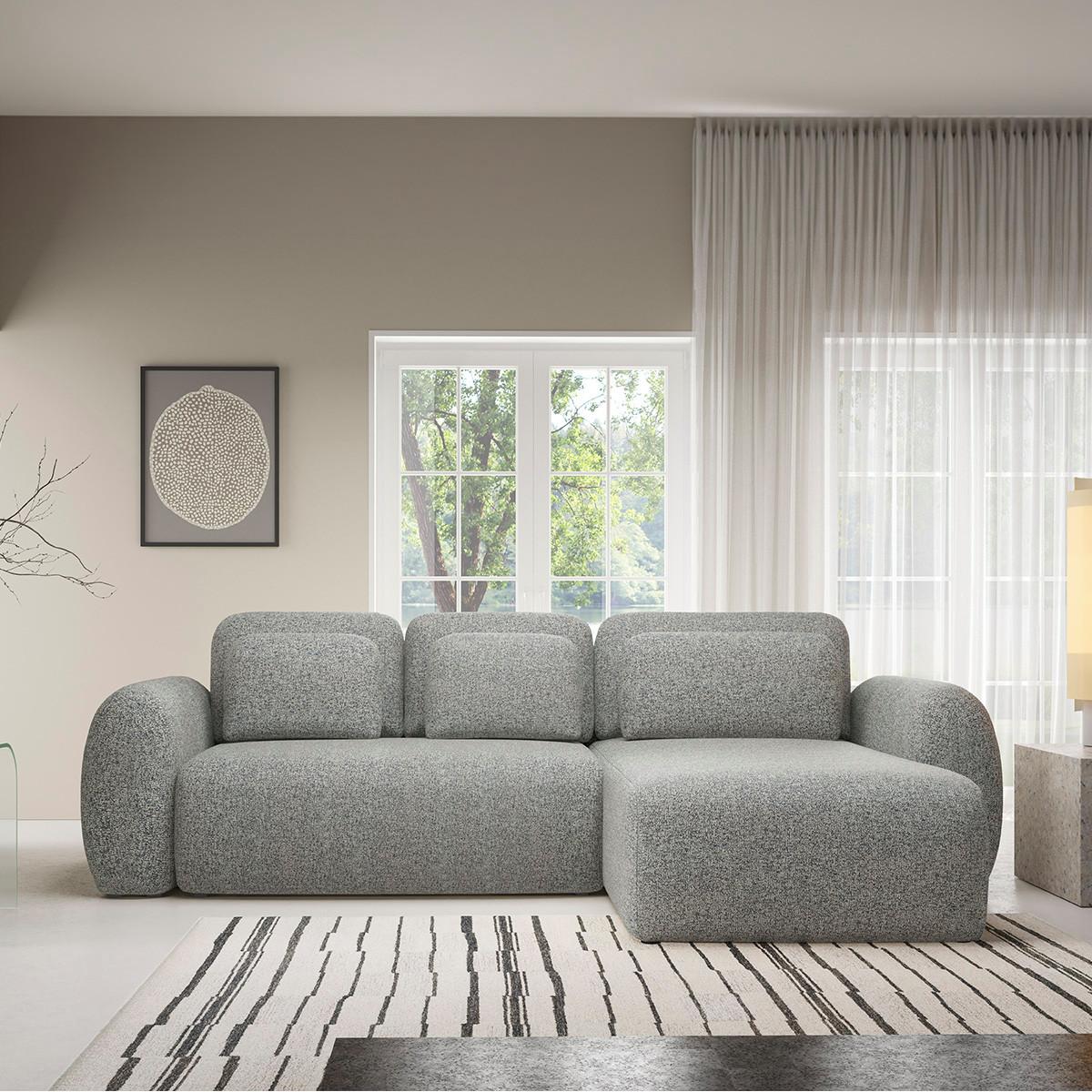 ECKSOFA Carmela 3 Sitzplätze Grau - Grau, Holz (304/190cm) - Petits-meubles