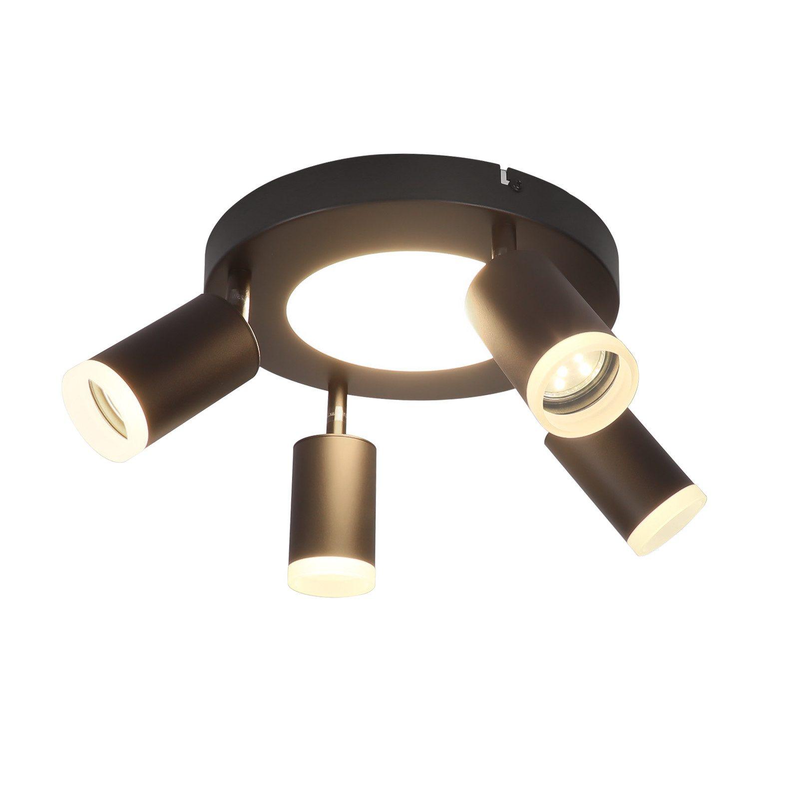 DECKENSTRAHLER Bogen 4-flammig 25/25/16.9 cm - Schwarz, Metall (25/25/16.9cm) - Nettlife