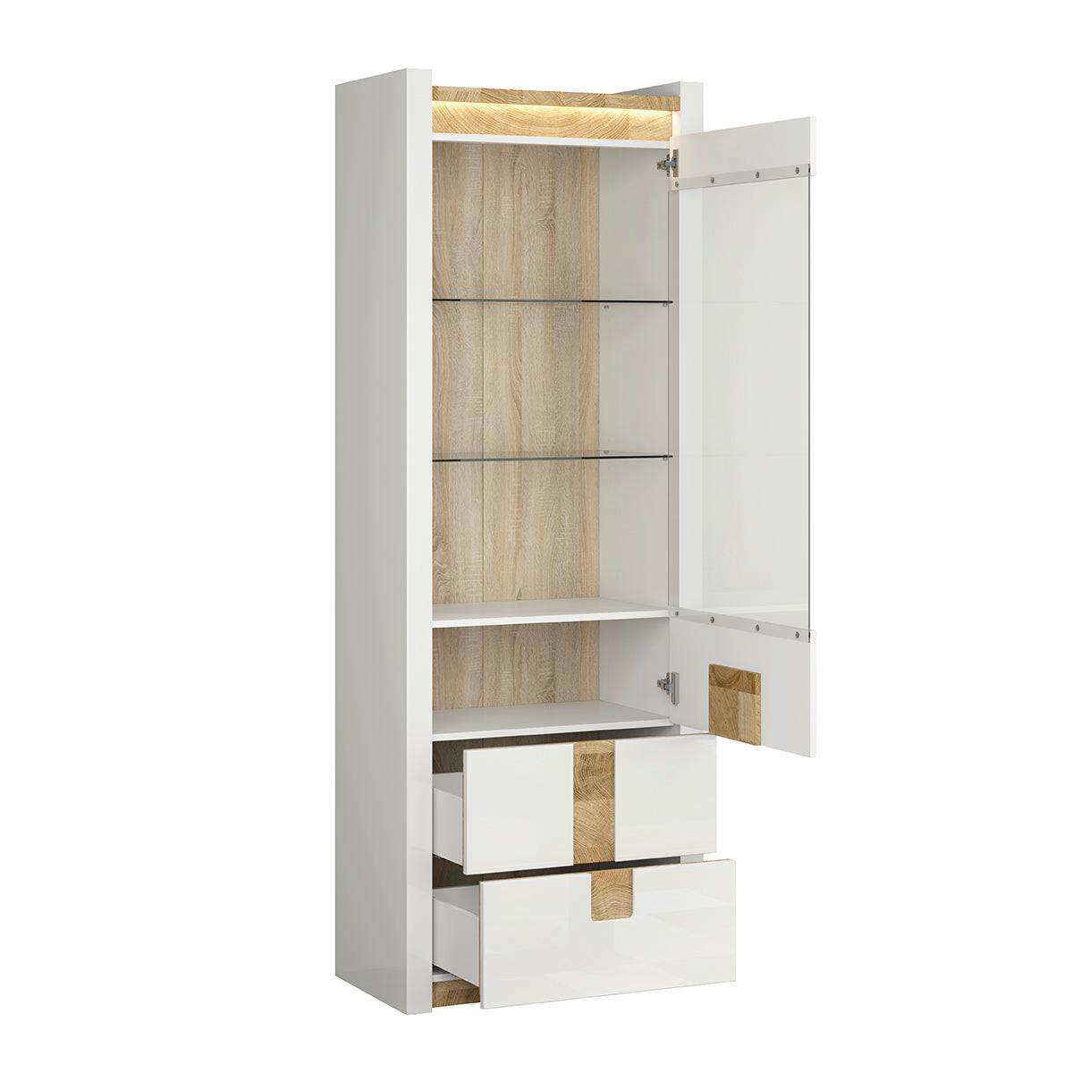 VITRINE Helios Weiß und Holz - Weiß, Holzwerkstoff (72/202/42cm) - Petits-meubles