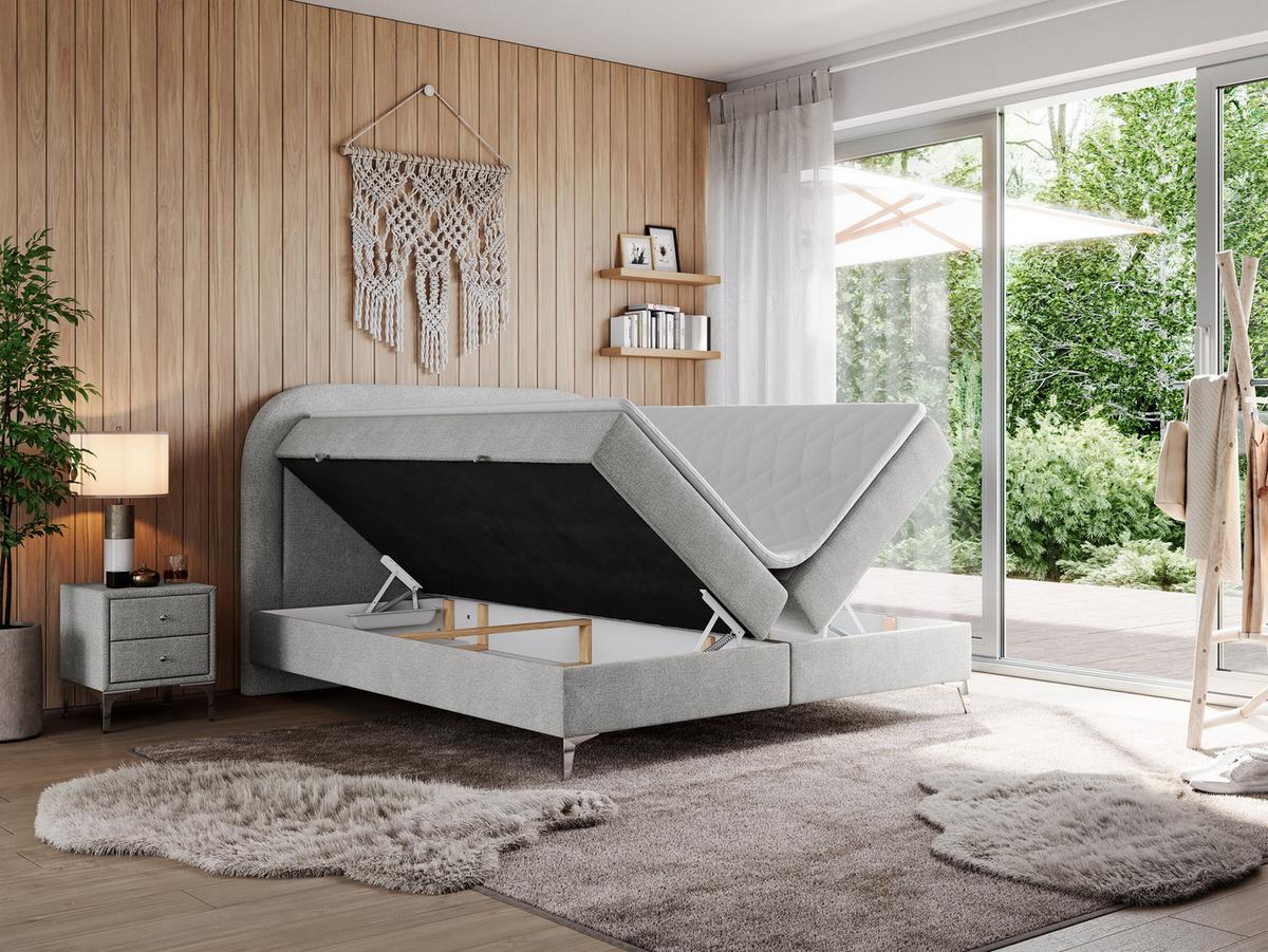 BOXBETT EIRA 120/200 Hellgrau Struktur - H3 - Silberfarben/Hellgrau, Holz/Textil (120/200cm) - MKS