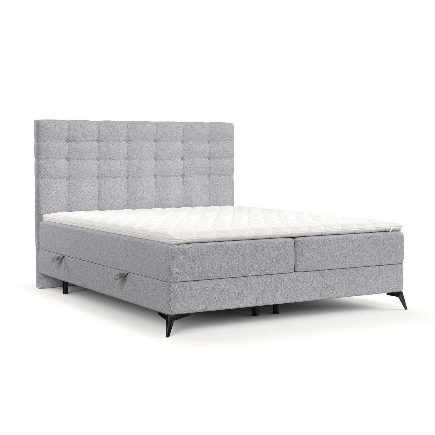 BOXBETT Niro 140/200 cm Hellgrau im Riva Stoff - Hellgrau/Schwarz, Holz/Holzwerkstoff (140/200cm) - AltaBeds