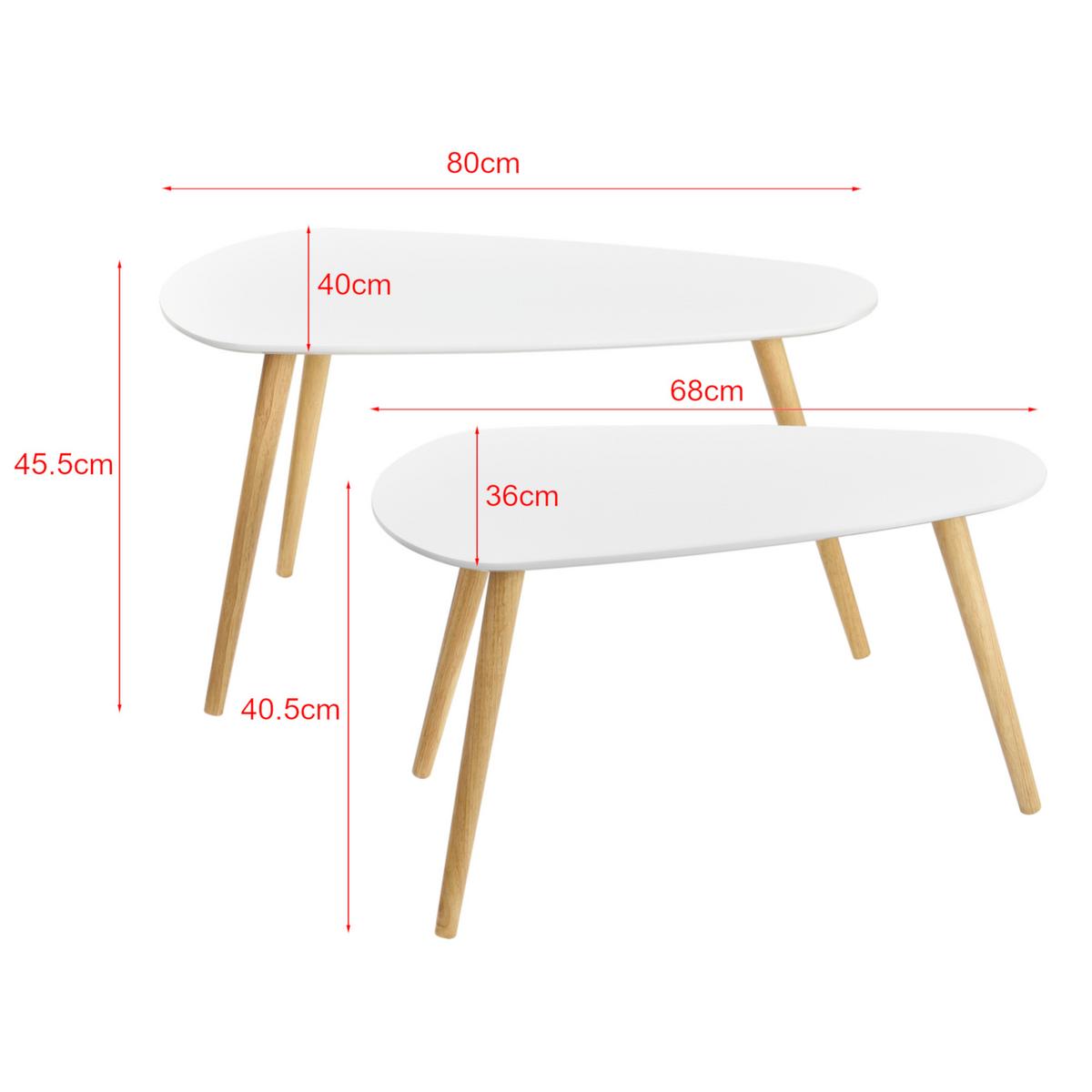 COUCHTISCH Langesund SET 2-teilig 80/40/46 - Weiß Hochglanz, Holzwerkstoff (40/80/46cm) - [en.casa]