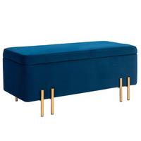 TRUHENBANK Metall, Kautschukholz, Schaumstoff Dunkelblau - Blau, Textil (40/42/100cm) - HOMCOM