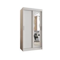 SCHIEBETÜRENSCHRANK mit Spiegel SPOTI 200/100/62 2-türig - Silberfarben/Weiß, Holz (100/200/62cm) - MÖBEL KRYSPOL