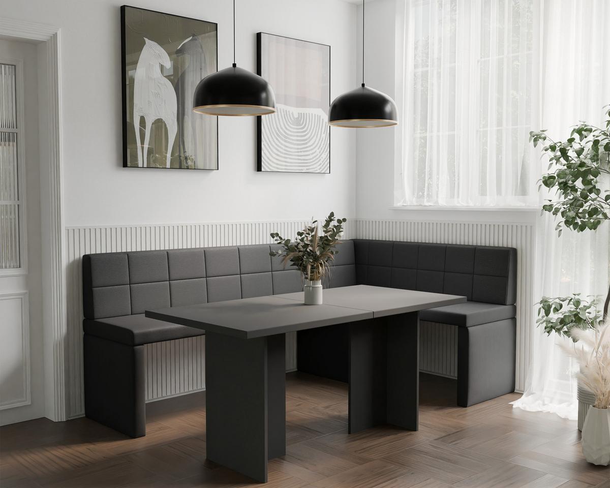 ECKBANK rechts MELVIN Kunstleder, 128/168 cm Anthrazit - Anthrazit, Holz/Kunststoff (128/168cm) - Idohome