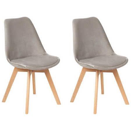 ESSZIMMERSTUHL 2er-Set Samtstoff Beige Dakota - Beige, Holz/Textil (47/84/57cm) - Beliani