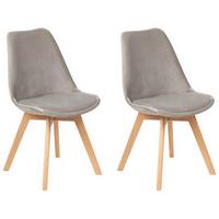 ESSZIMMERSTUHL 2er-Set Samtstoff Beige Dakota - Beige, Holz/Textil (47/84/57cm) - Beliani