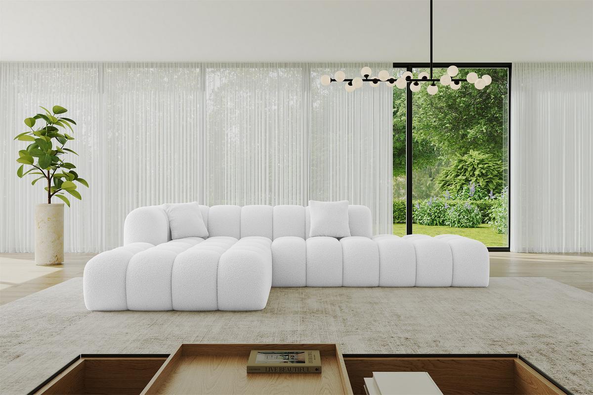 ECKSOFA Ottomane Links OLEA-L2 - 289x176x71 cm Weiß - Schwarz/Weiß, Holzwerkstoff/Kunststoff (190/309cm) - ALTDECOR