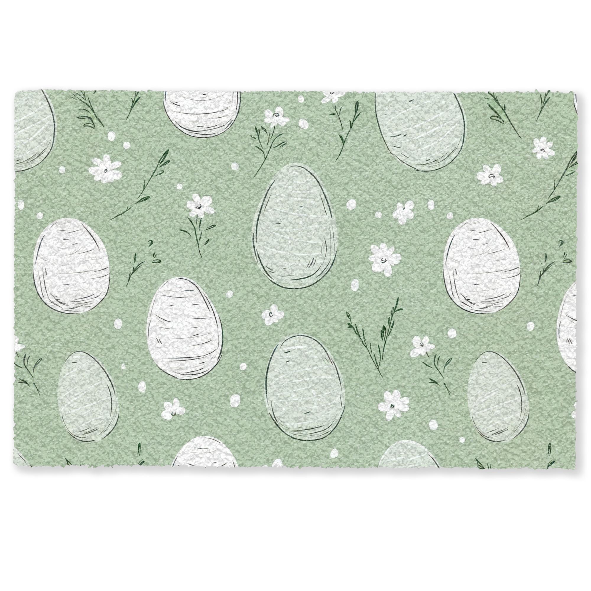 FUSSMATTE Grün - Eier - Muster Schmutzmatte 60x40 cm - Waldgrün, Kunststoff (40/60cm) - MuchoWow