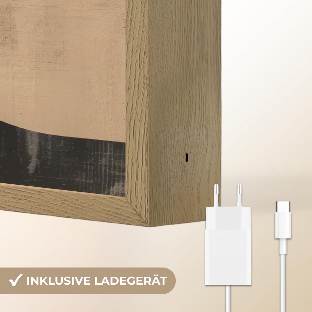 WANDLEUCHTE MIT AKKU Abstrakt - Formen - Modern - Beige 90x60 cm - Grau, Holzwerkstoff (90/60/8cm) - OnlyWow