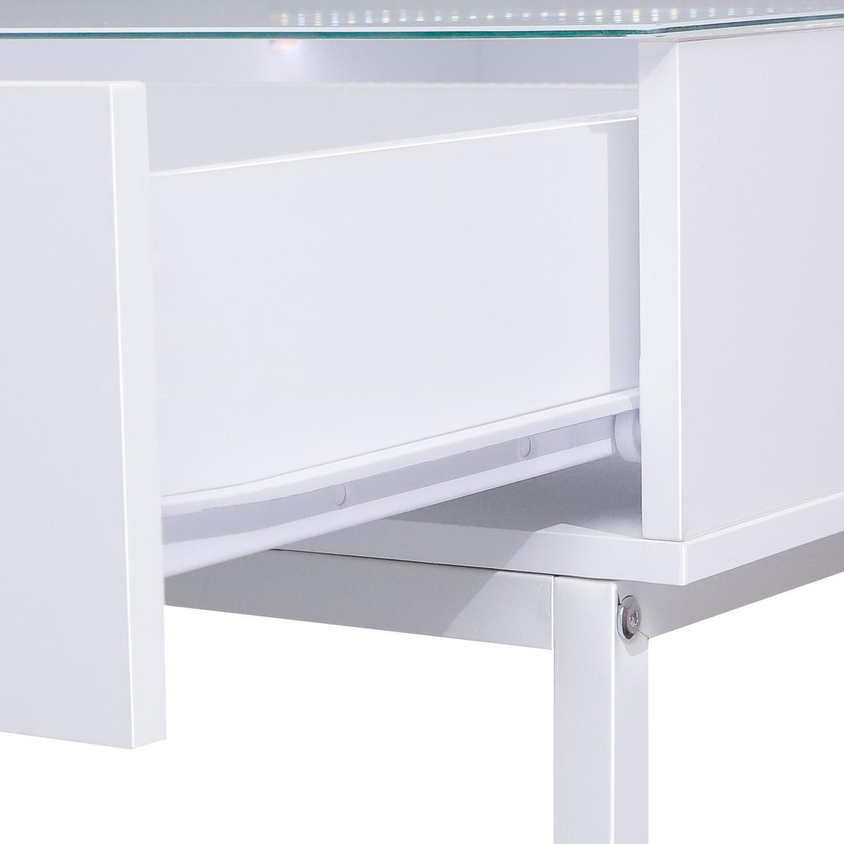 SCHMINKTISCH mit Beleuchtung weiß 115/55/81 CM 3 Schubladen - Weiß, Glas/Holzwerkstoff (115/55/81cm) - VANITII