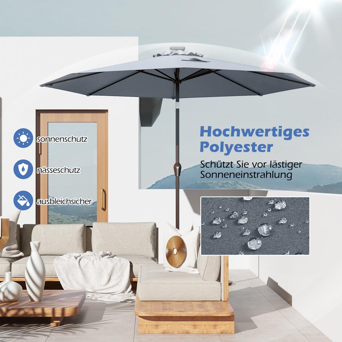 PATIO-SCHIRM Grau - Grau, Kunststoff (300/300cm) - COSTWAY