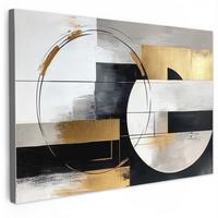 LEINWANDBILD Abstrakt - Gold - Silber - Formen - Ästhetik Wanddeko 90x60 cm - Multicolor, Textil (90/60cm) - MuchoWow