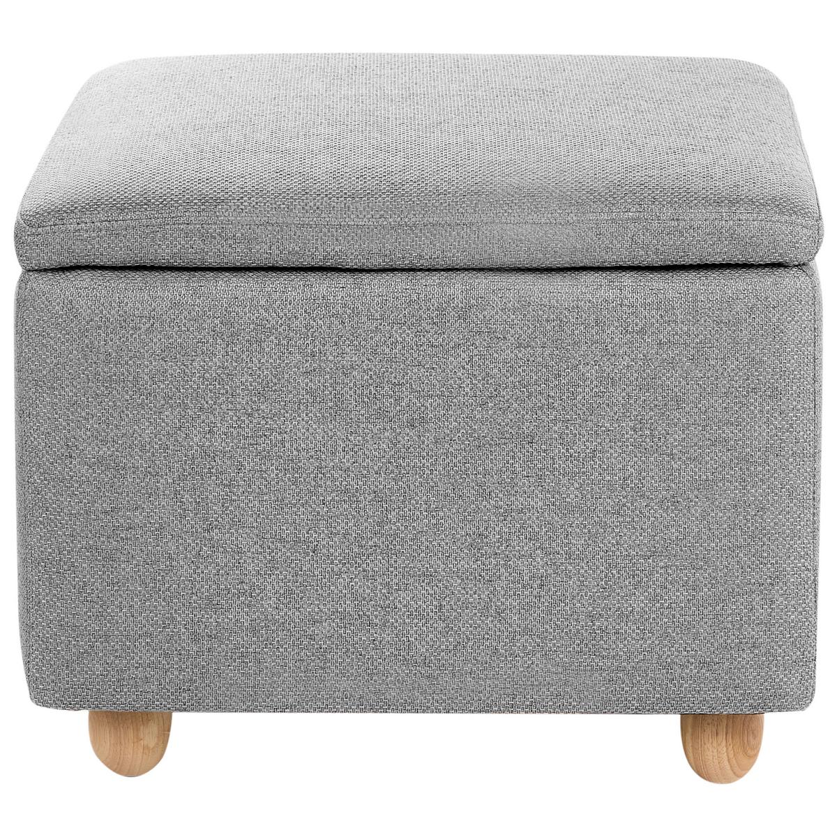 POUF mit Stauraum Stoff Hellgrau Ferndale - Hellgrau, Metall (60/46/60cm) - Beliani