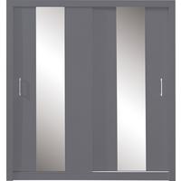SCHWEBETÜRENSCHRANK MIRA 200/215/60cm 2-türig mit Spiegel Anthrazit - Anthrazit, Holzwerkstoff (200/215/60cm) - MASSENO