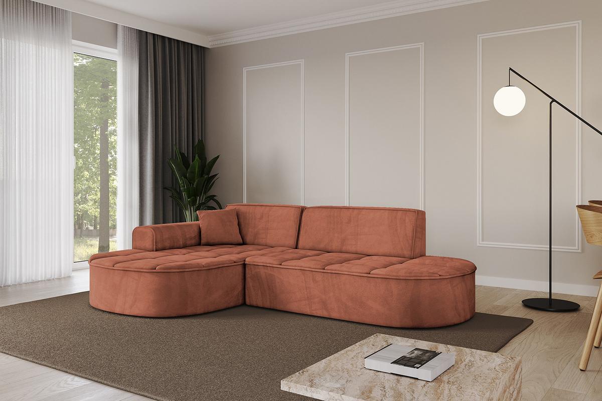 ECKSOFA Ottomane Links TARO-L1 - 243x171x79,5 cm Apricot - Koralle, Holzwerkstoff/Textil (243/171cm) - ALTDECOR