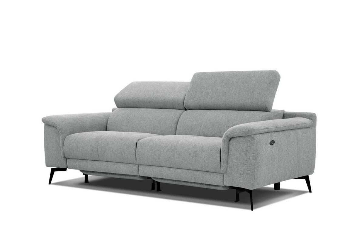 RELAXSOFA FIERO 3-Sitzer mit 2 Relaxfunktionen, silberfarben - Silberfarben/Schwarz, Holzwerkstoff/Textil (212/82/103cm) - Wozimo