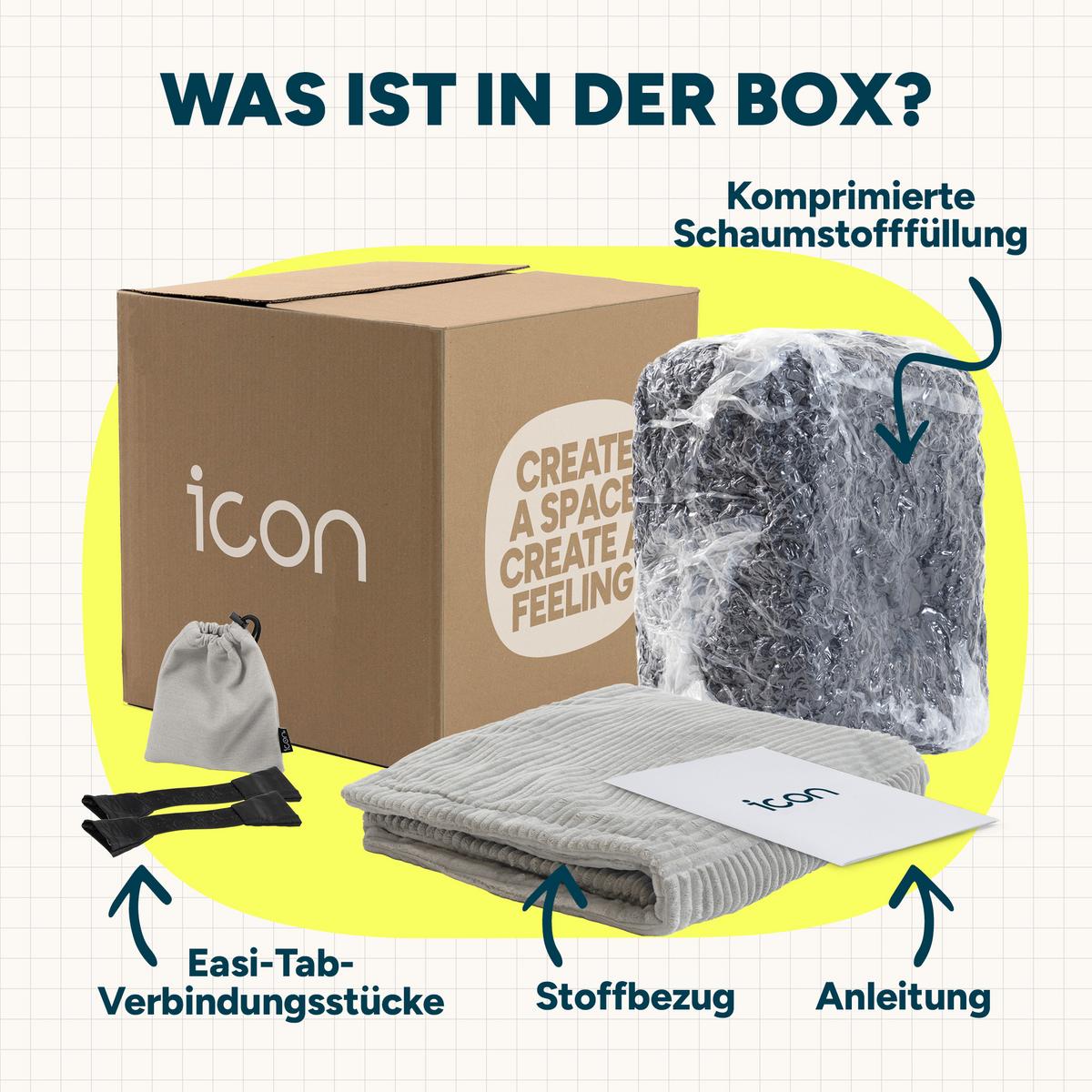 SITZSACK-SESSEL ZEN modular Cord - Grau, Textil (95/68/100cm) - icon