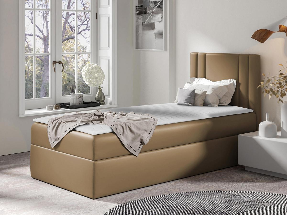 BOXBETT Carmen Mini, Seite zum Öffnen des Bettkastens: Rechts - H3 - Hellbraun, Holz (100/200cm) - MIRJAN24