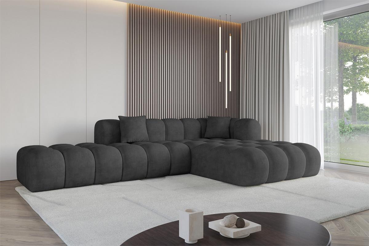 ECKSOFA Ottomane Rechts OLEA-L2 - 289x176x71 cm Anthrazit - Anthrazit/Schwarz, Holzwerkstoff/Kunststoff (289/176cm) - ALTDECOR