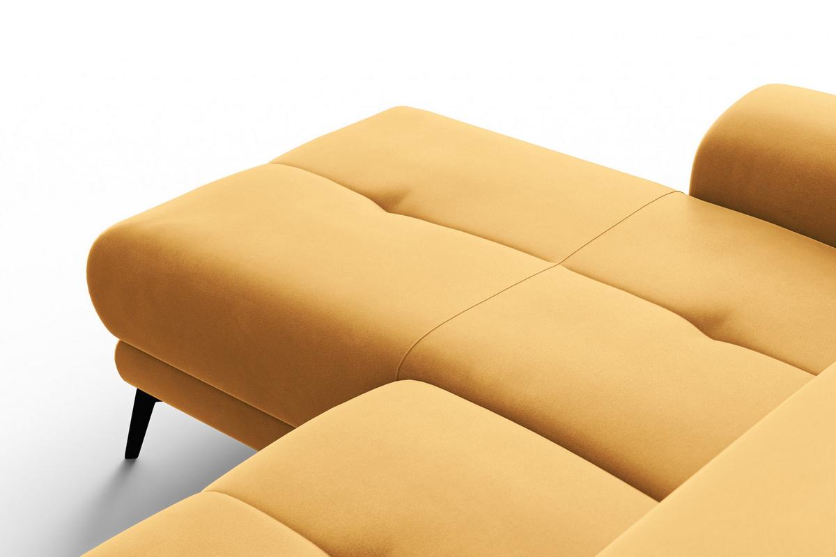 ECKSOFA FIERO 4-Sitzer LINKS, Gelber Veloursstoff - Gelb/Schwarz, Holz/Textil (288/170cm) - Courtois Laville