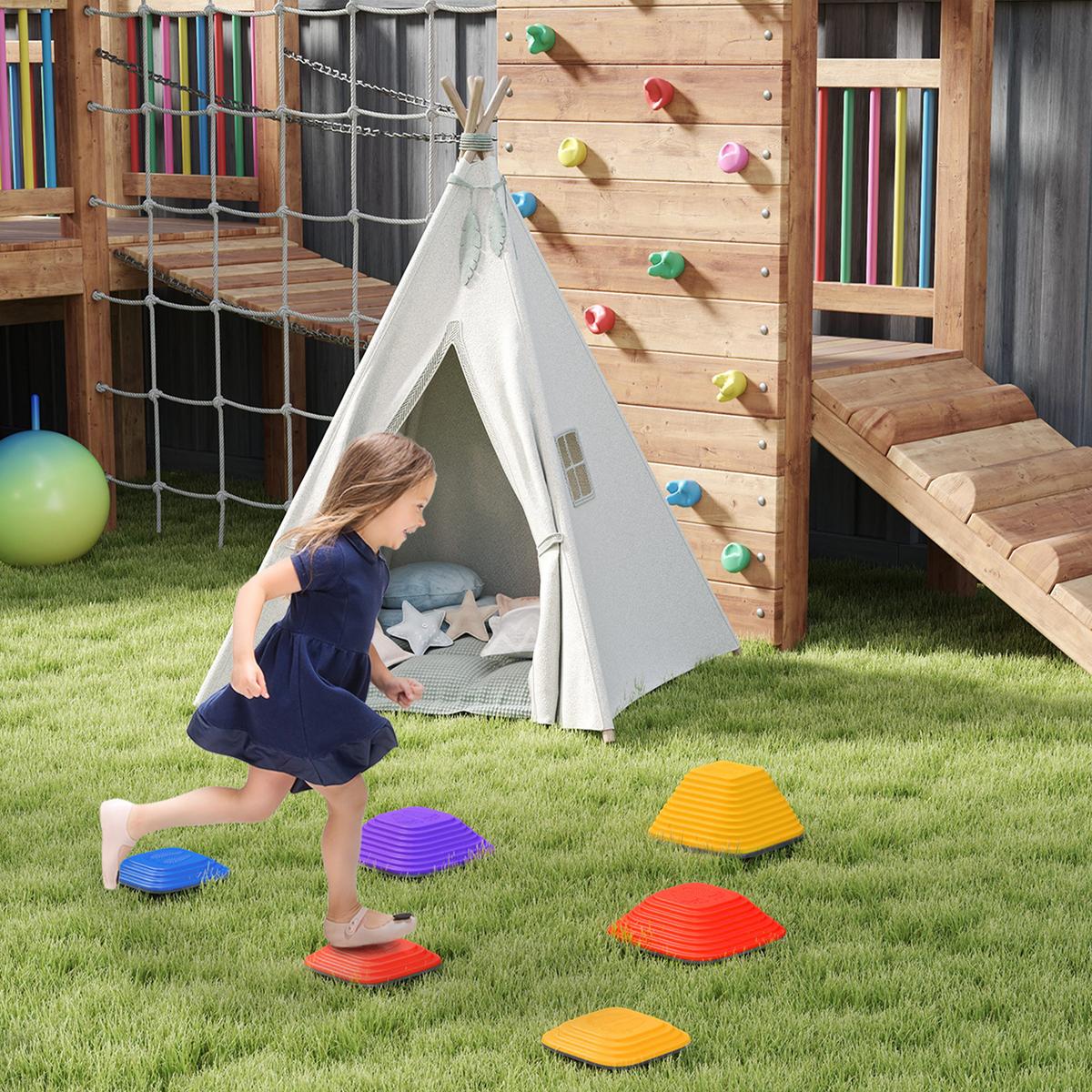 BALANCE-TRITTSTEINE, 6er-Set, stapelbar & leicht, rutschfest, für Innen/Außen - Multicolor, Kunststoff (34.3/15.5/34.3cm) - AIYAPLAY