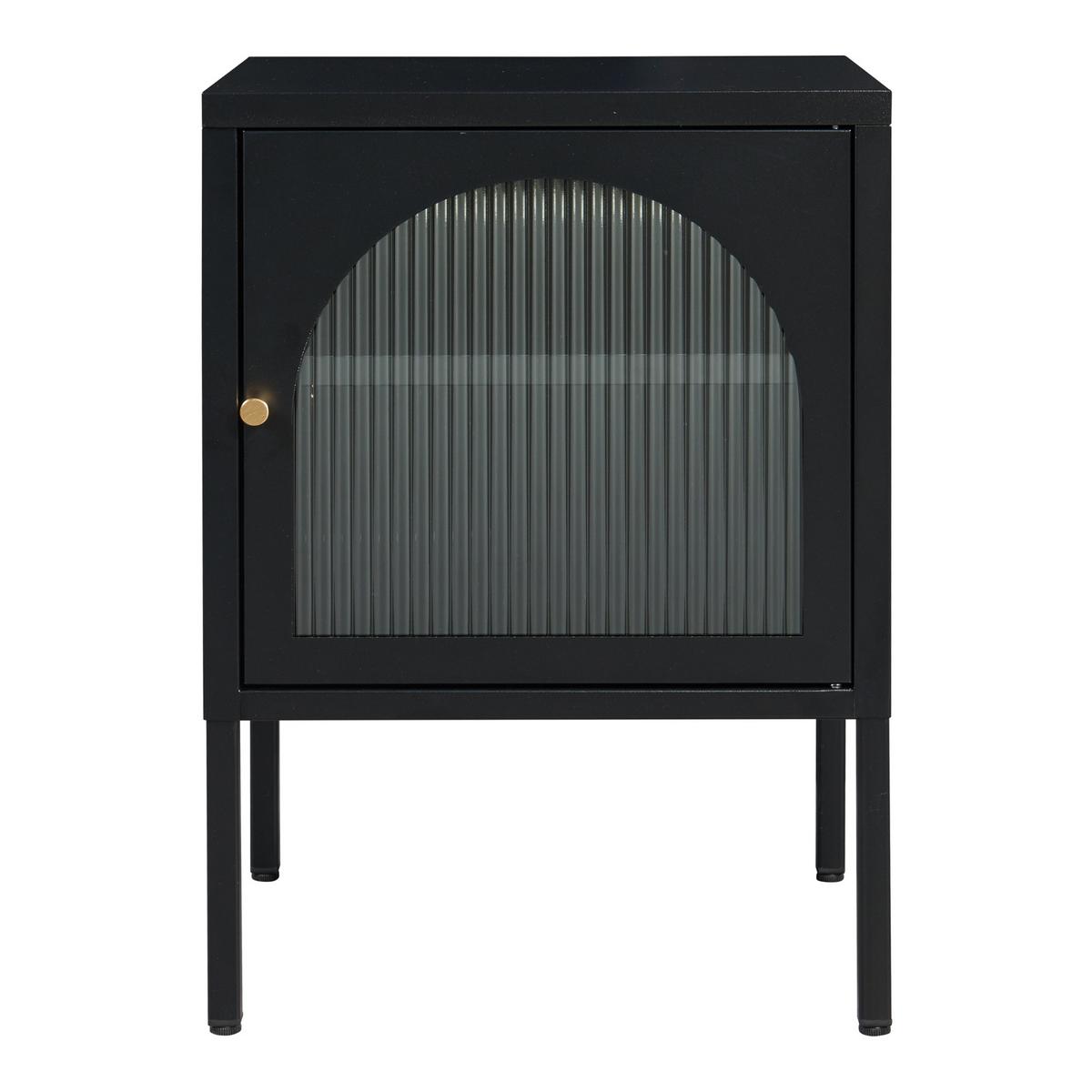 NACHTSCHRANK Karlskrona - Schwarz, Glas/Metall (42.5/60/40cm) - [en.casa]