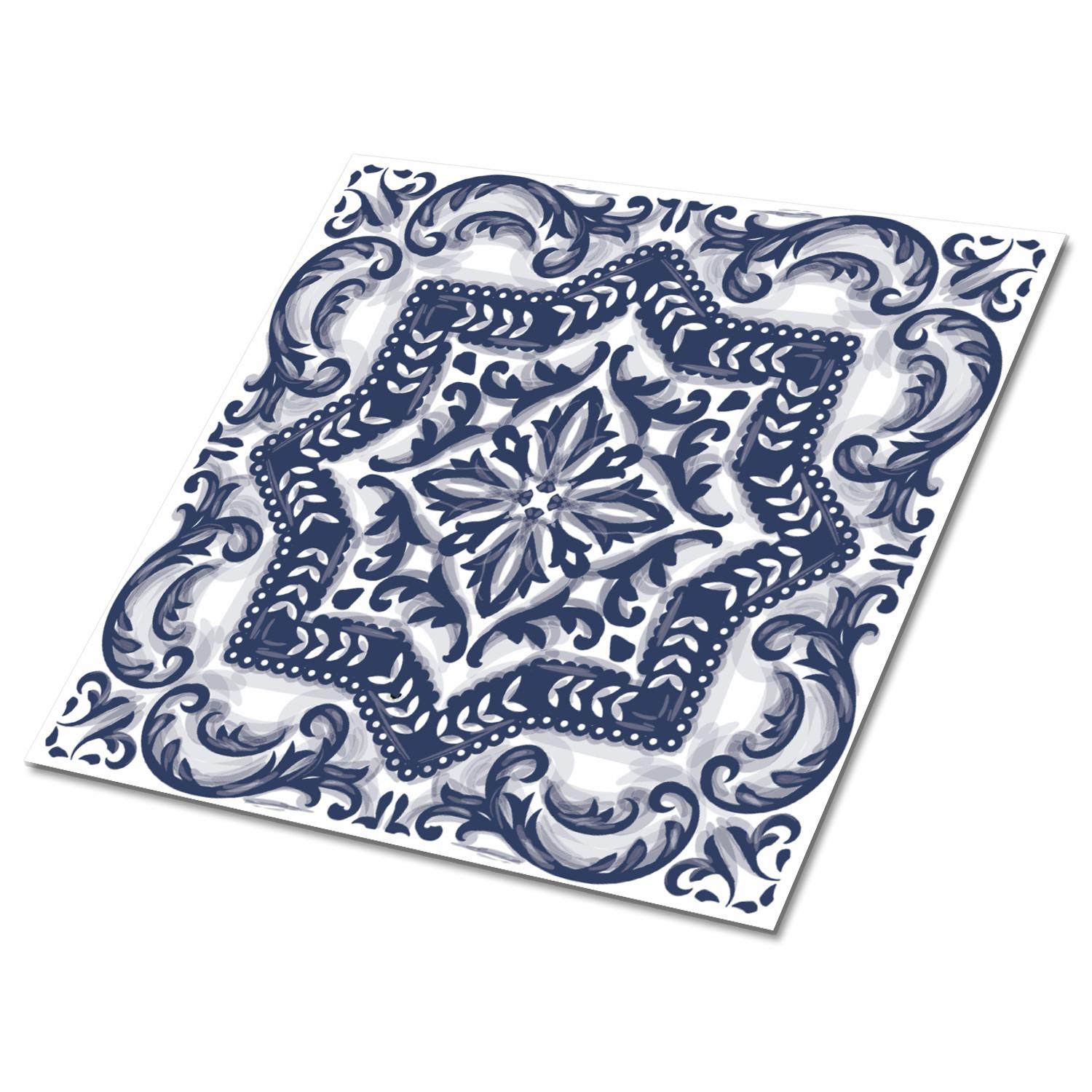 SELBSTKLEBENDE Wandfliesen 9 Stück 30x30 cm - Orientalische Klimazonen - Blau, Textil (30/1.6/30cm) - TULUP