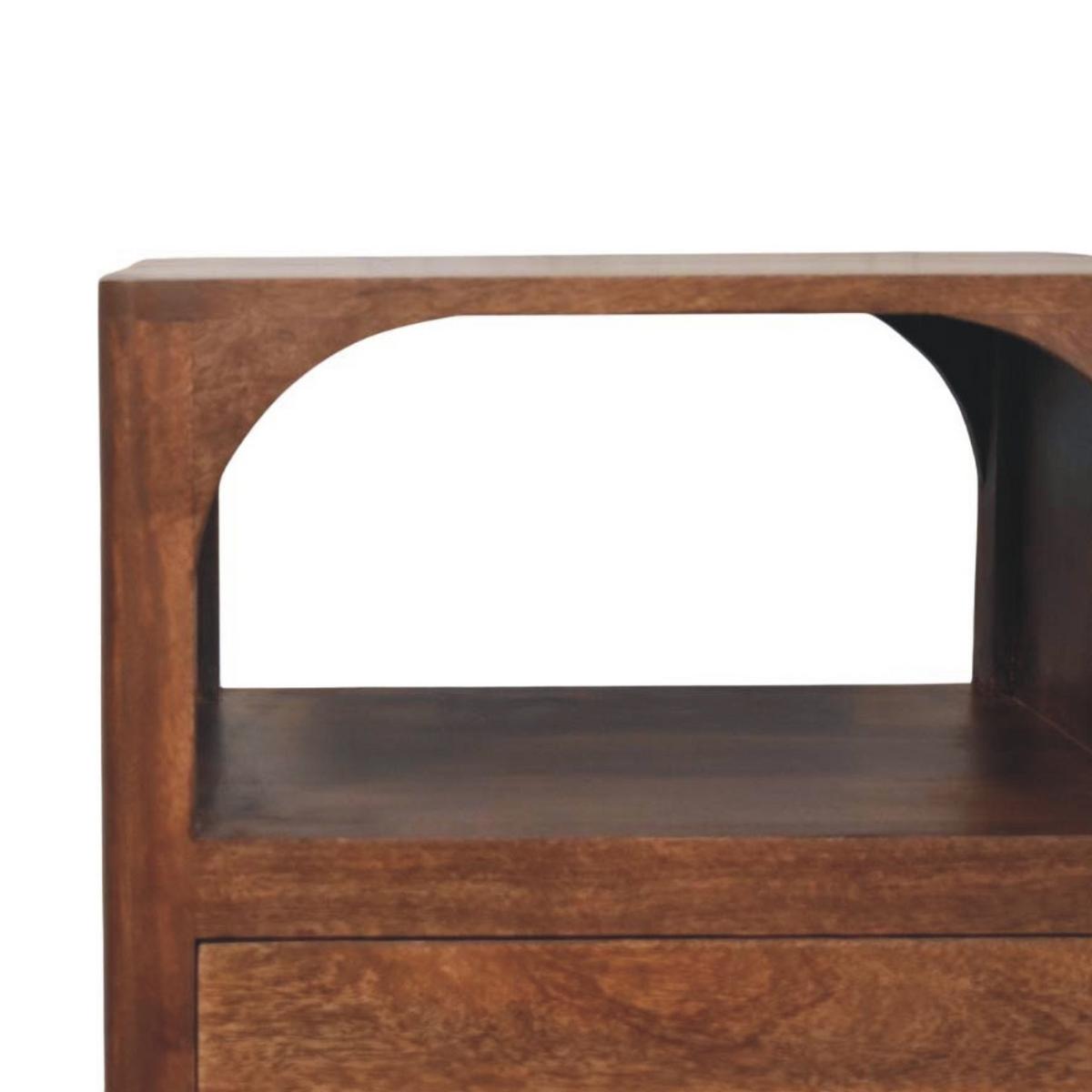 NACHTTISCH mit Roasted-Almond-Finish, 1 Schublade, 1 offene Ablage, sanftes Braun. - Goldfarben/Braun, Holz/Metall (45/55/35cm) - Artisan Furniture