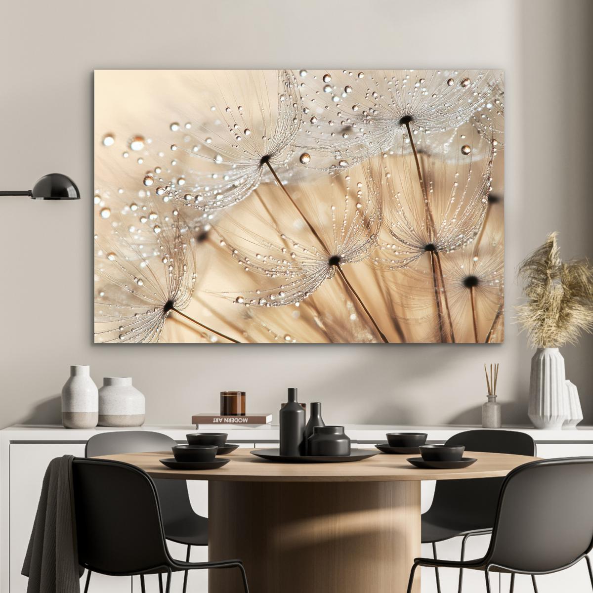 METALLBILD Löwenzahn - Abstrakt - Natur - Beige Deko Groß 120x80 cm - Braun, Metall (120/80cm) - MuchoWow