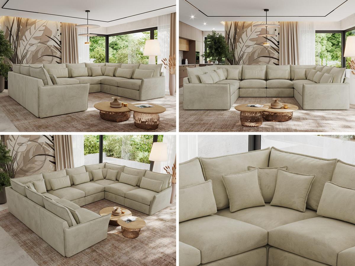 WOHNLANDSCHAFT VERSO U 8M Beige Velvet - Beige/Schwarz, Kunststoff/Textil (362/93/270cm) - MKS