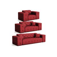 SOFASET Chantal - Rot, Holzwerkstoff/Textil (251/78/96cm) - Fun Möbel