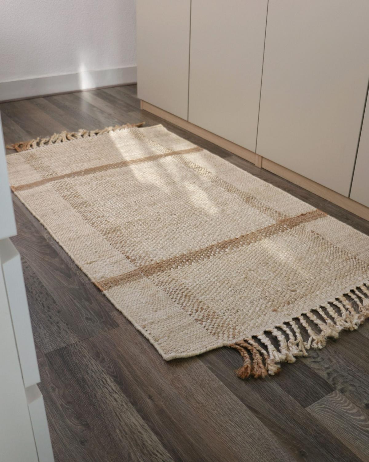 TEPPICH geflochten Yelmez 150/80 cm - Beige, Naturmaterialien (80/150cm) - Beliani