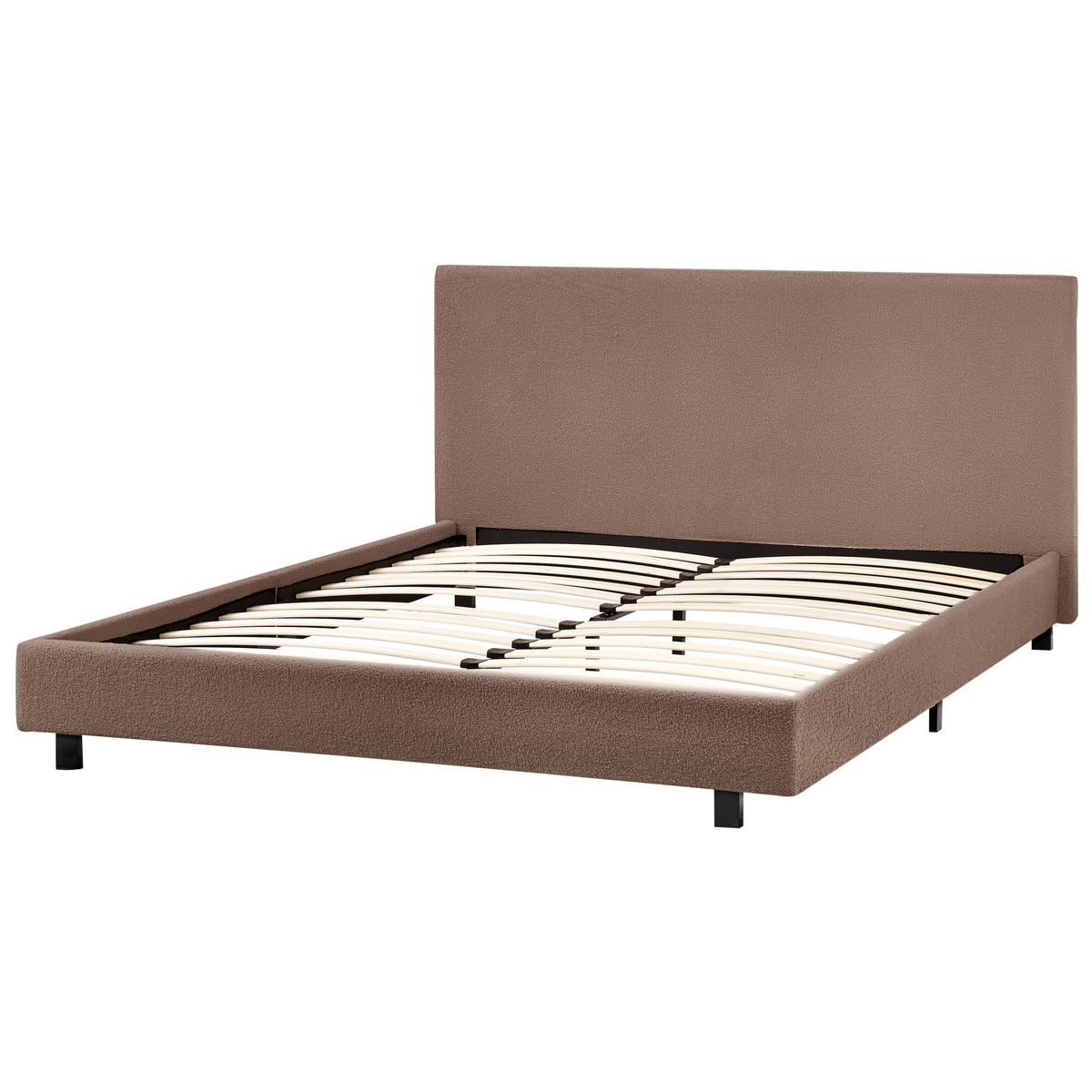 BETT mit Lattenrost 140/200 cm Braun Albi - Schwarz/Braun, Textil (140/200cm) - Beliani