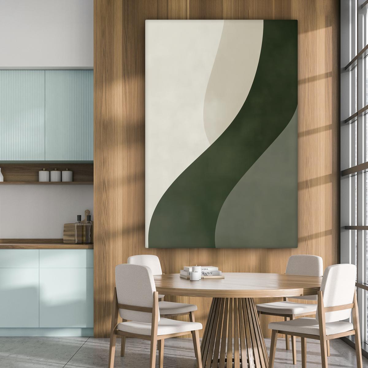 LEINWANDBILD Japandi - Grün - Abstrakt - Modern Deko Groß 90x140 cm - Salbeigrün, Textil (90/140cm) - MuchoWow