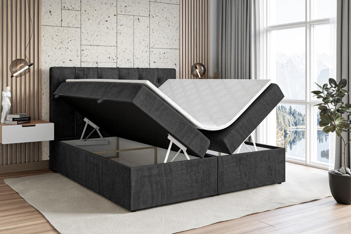 BOXBETT mit Matratze H3 und Lattenrost - MIRAGE - 140x200 Schwarz - Schwarz, Holzwerkstoff (140/200cm) - ALTDECOR