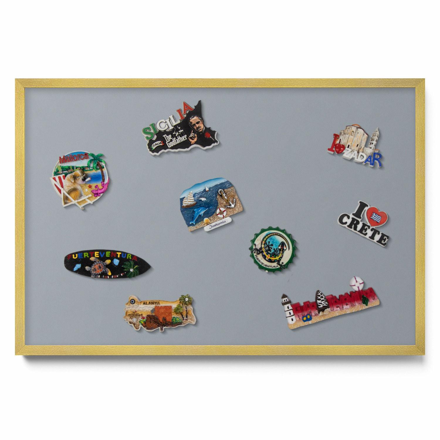 MAGNETTAFEL 60x40 cm Goldener Rahmen Grau - Hellgrau, Metall (60/50/0.4cm) - TULUP