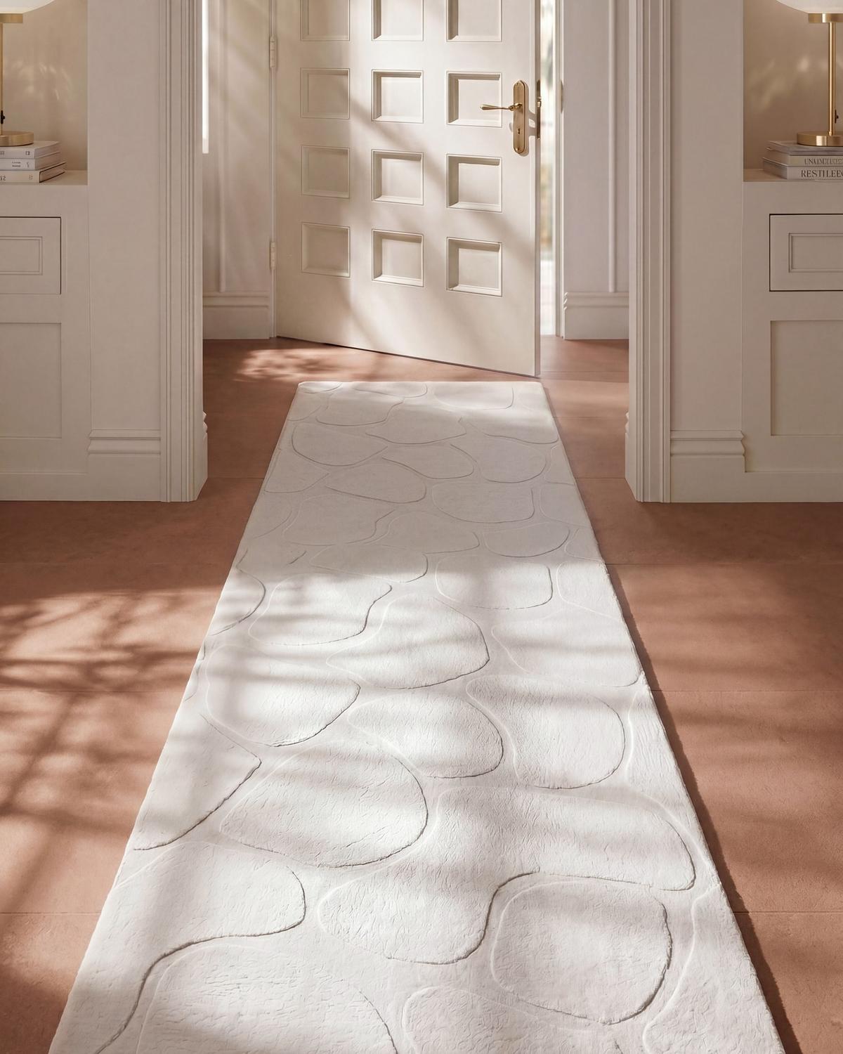 TEPPICH Cremeweiß 80/300 cm Kawi - Creme/Weiß, Textil (80/300cm) - Beliani