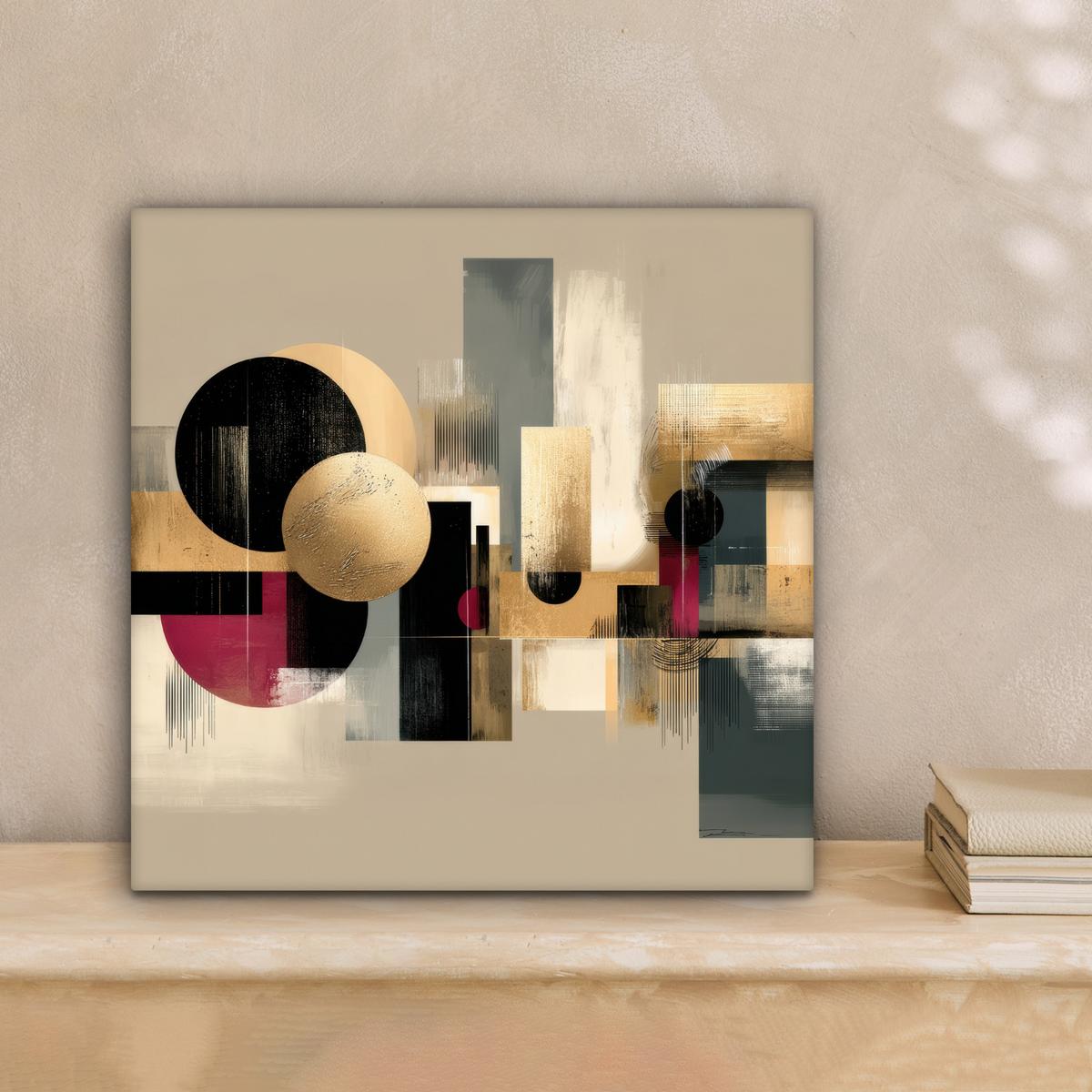 LEINWANDBILD Abstrakt - Formen - Beige - Texturen Deko Wohnzimmer 20x20 cm - Beige, Textil (20/20cm) - MuchoWow