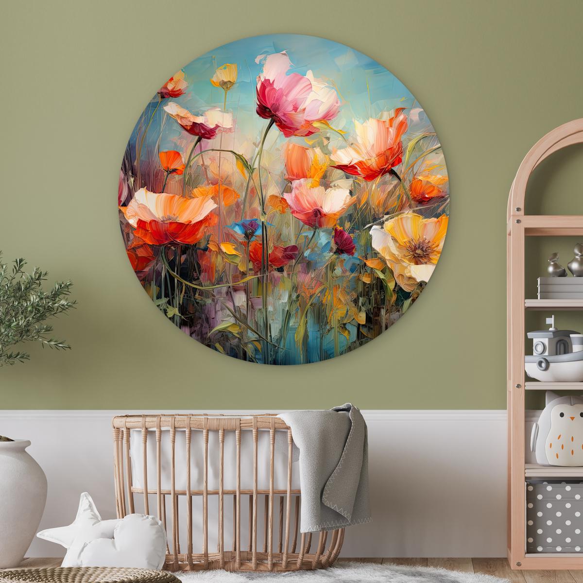 WANDBILD Blumen - Aquarell - Kunst - Botanisch - Natur Deko Groß 150x150 cm - Orange, Kunststoff (150/150cm) - MuchoWow