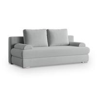 SCHLAFSOFA ASPERO Hellgrau Plüsch-Stoff mit Schlaffunktion - Hellgrau, Holz (200/95/75cm) - MASSENO
