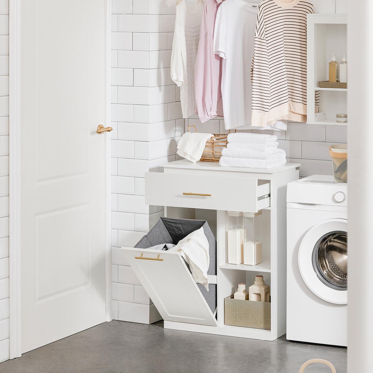 WÄSCHESCHRANK Weiß - Weiß, Holzwerkstoff (66/95/37cm) - SoBuy