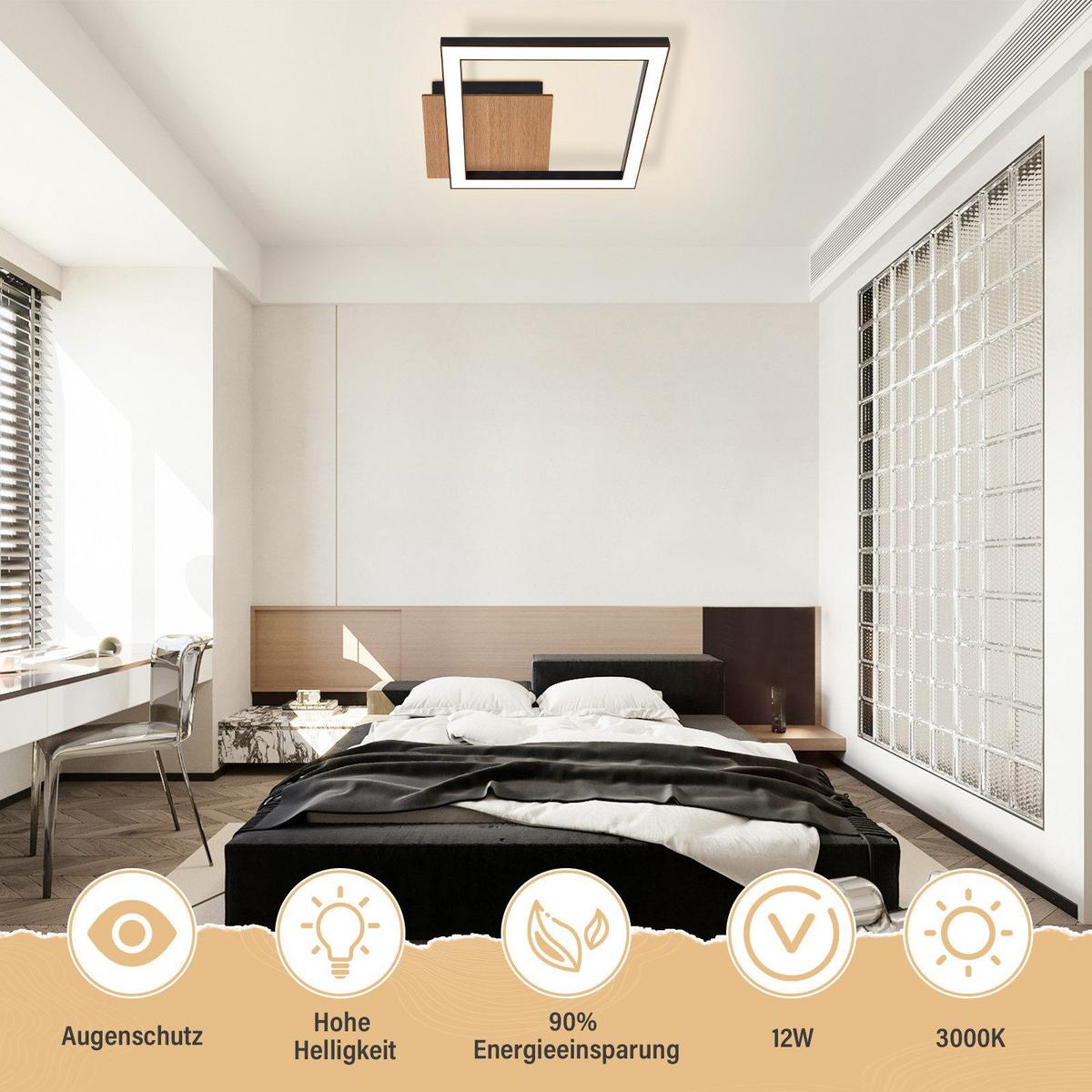LED-DECKENLEUCHTE Frazier 23.2/23.2/4.1 cm - Schwarz, Metall (23.2/23.2/4.1cm) - Nettlife