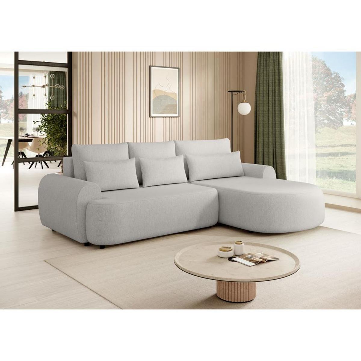 ECKSCHLAFSOFA Olivio L Beige - Beige/Schwarz, Kunststoff/Textil (266/170cm) - Beautysofa