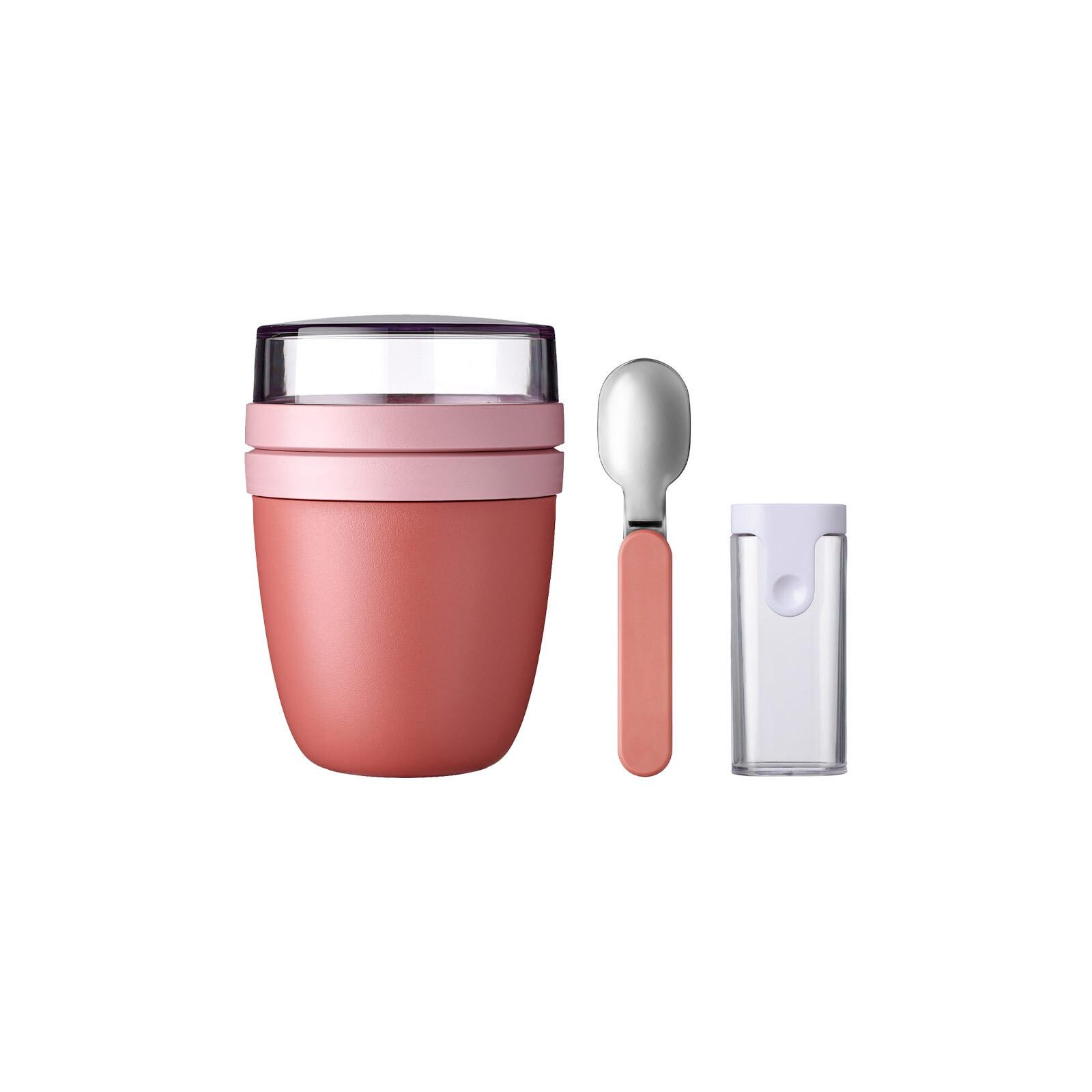 LUNCHPOT + FALTBARER LÖFFEL Ellipse Vivid Mauve 500 + 200 ml - Rot/Rosa, Kunststoff/Metall (10.7/16.9/10.7cm) - Mepal