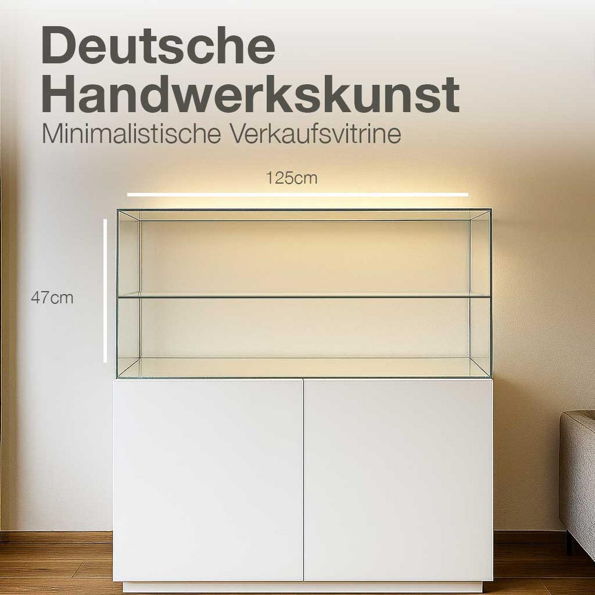KUNSTVITRINE 36/125/47 cm mit Schiebetür, Schloss & Einlegeboden - Transparent, Glas (125/47/36cm) - K-Möbel
