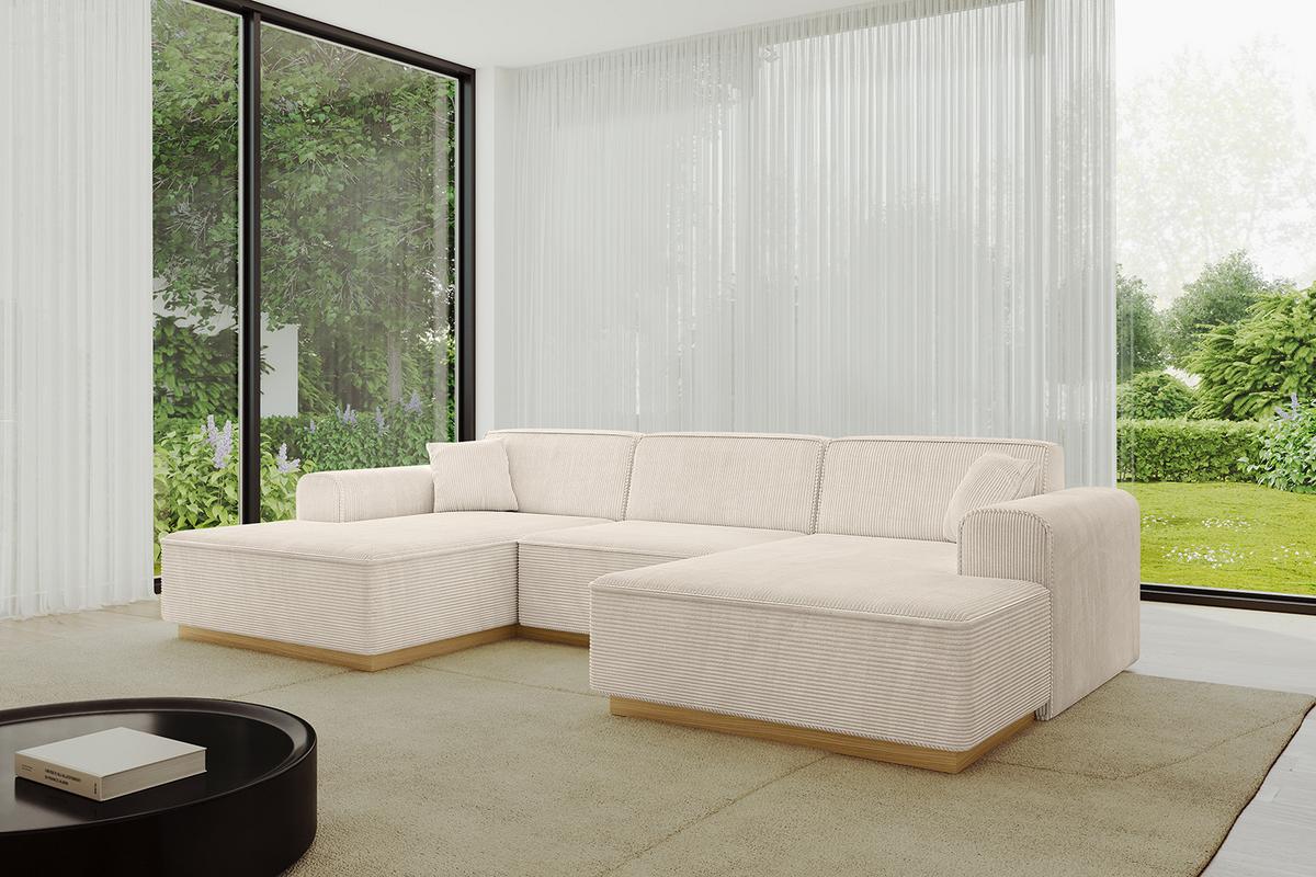 WOHNLANDSCHAFT IREA-U1-v2 - 301x165x80 cm Beige - Beige, Holzwerkstoff/Textil (301/80/165cm) - ALTDECOR